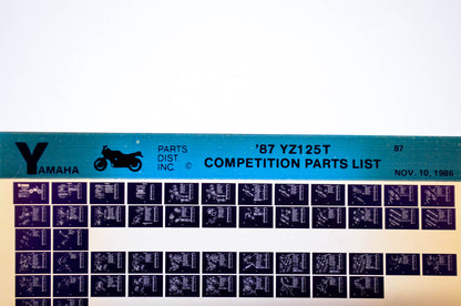 OEM Yamaha YZ125T 1986/November 10 '87 Competition Parts List Microfiche