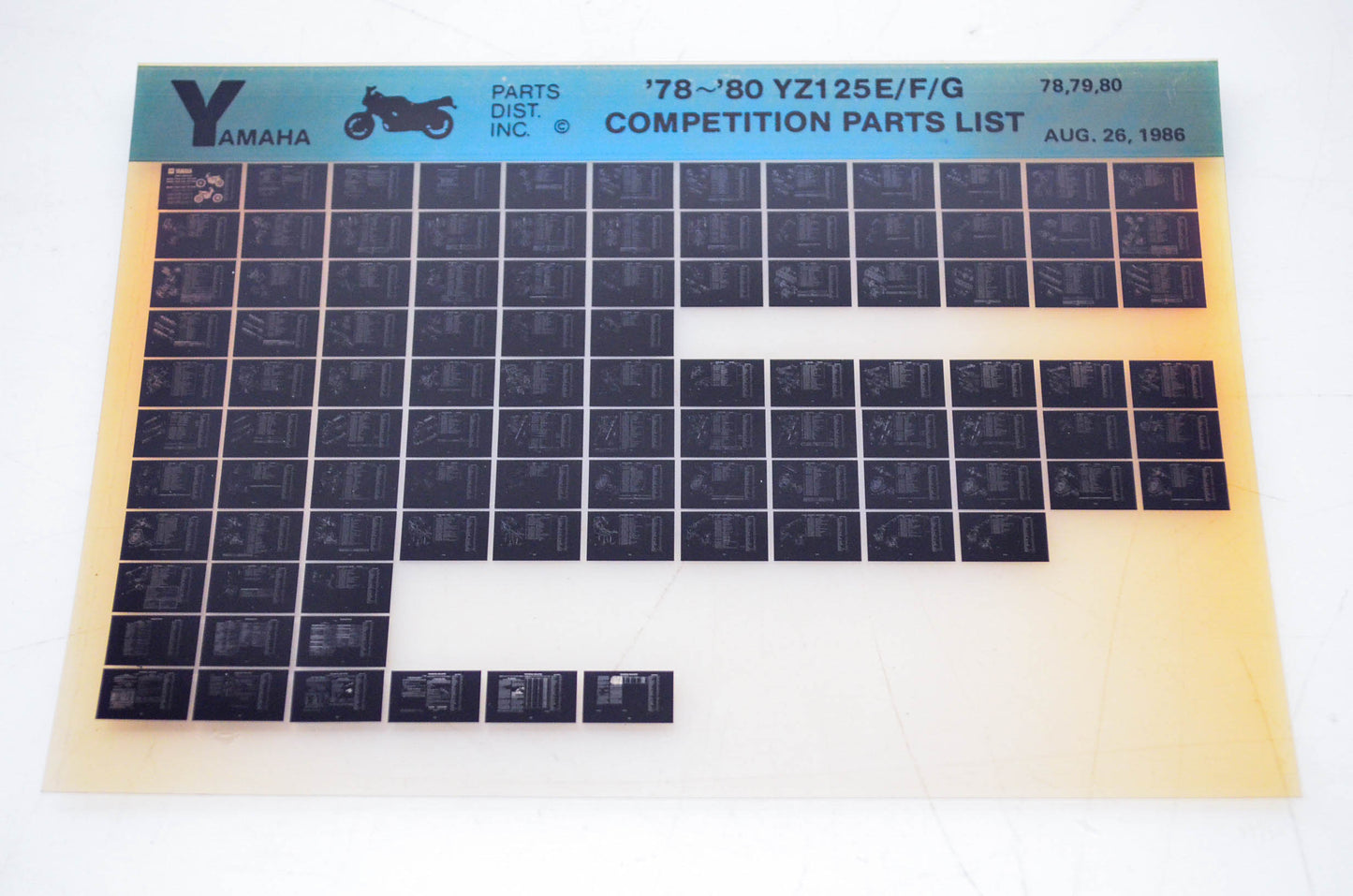 OEM Yamaha YZ125E/F/G 1986/August 26 '78 - '80 Competition Parts List Microfiche