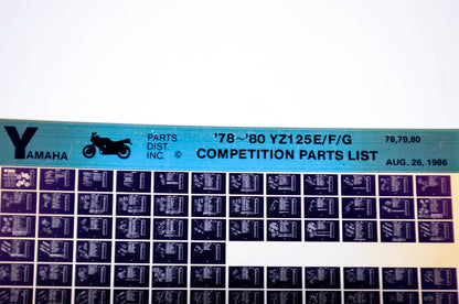 OEM Yamaha YZ125E/F/G 1986/August 26 '78 - '80 Competition Parts List Microfiche