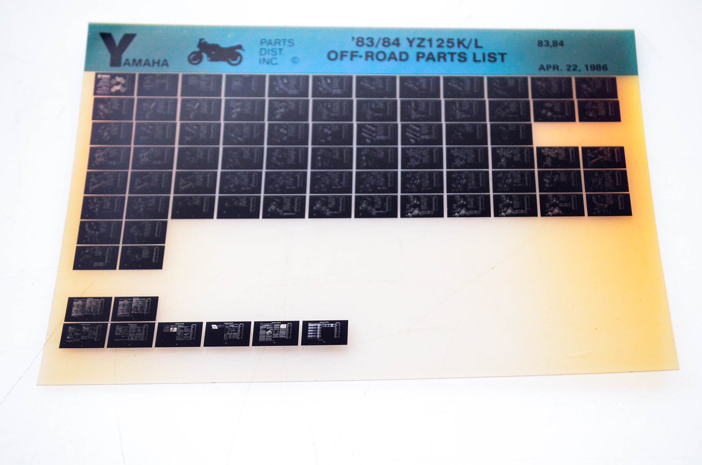 OEM Yamaha YZ125K/L 1986/April 22 '83 - '84 Off Road Parts List Microfiche
