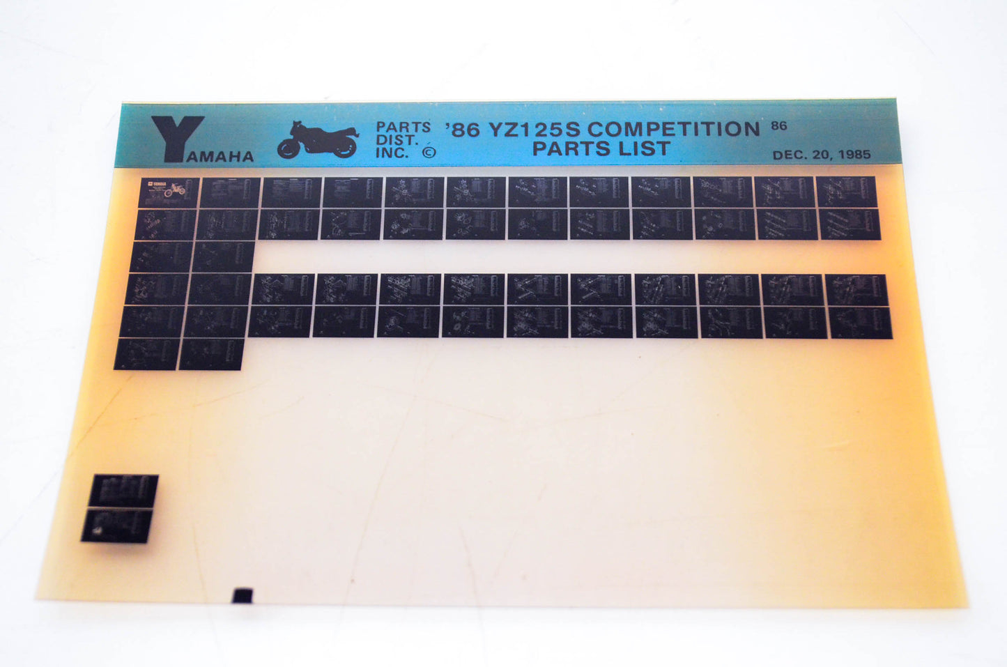 OEM Yamaha YZ125S 1985/December 20 '86 Competition Parts List Microfiche