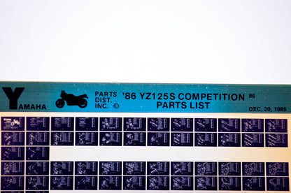 OEM Yamaha YZ125S 1985/December 20 '86 Competition Parts List Microfiche