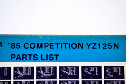 OEM Yamaha YZ125N 1985/January 16 '85 Competition Parts List Microfiche