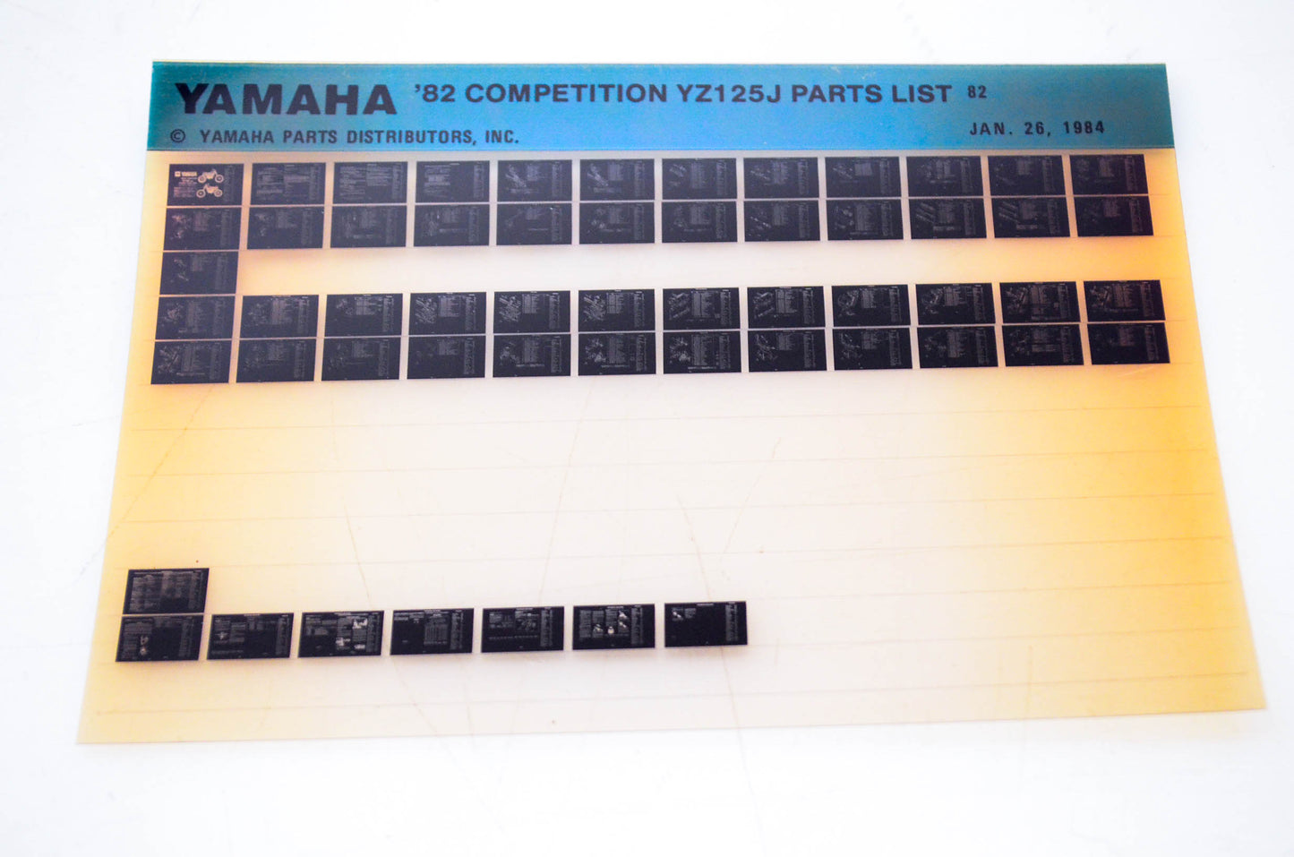 OEM Yamaha YZ125J 1984/January 26 '82 Competition Parts List Microfiche