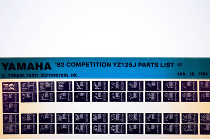 OEM Yamaha YZ125J 1984/January 26 '82 Competition Parts List Microfiche