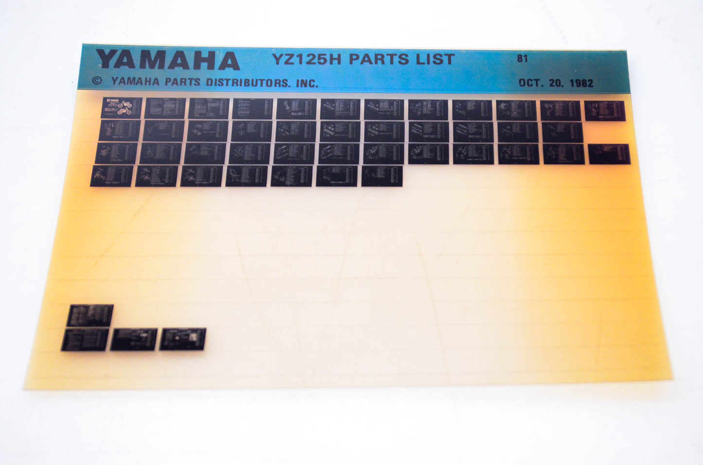 OEM Yamaha YZ125H 1982/October 20 '81 Parts List Microfiche