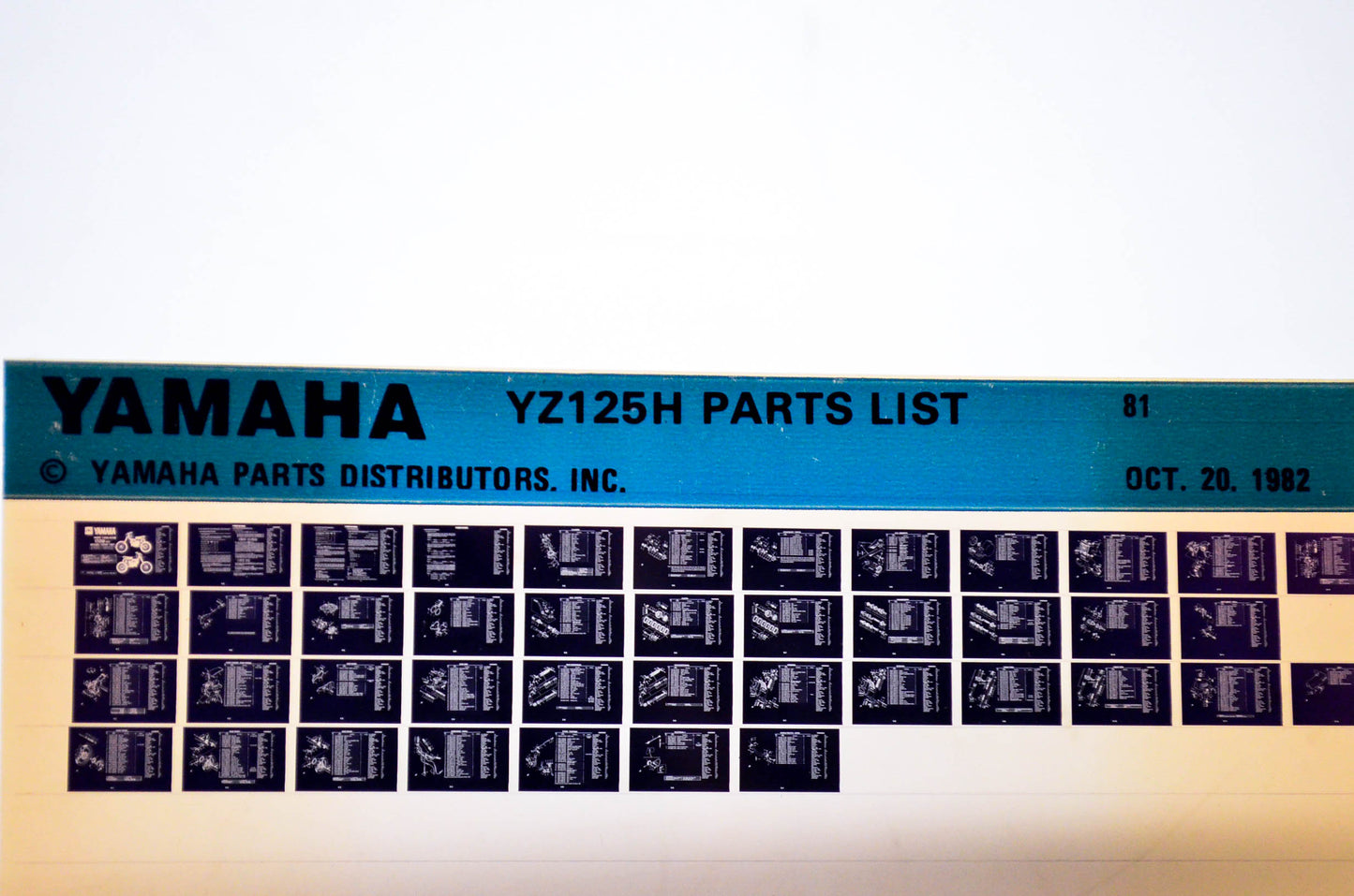 OEM Yamaha YZ125H 1982/October 20 '81 Parts List Microfiche