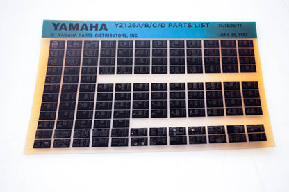 OEM Yamaha YZ125A/B/C/D 1982/June 30 '74 - '77 Parts List Microfiche
