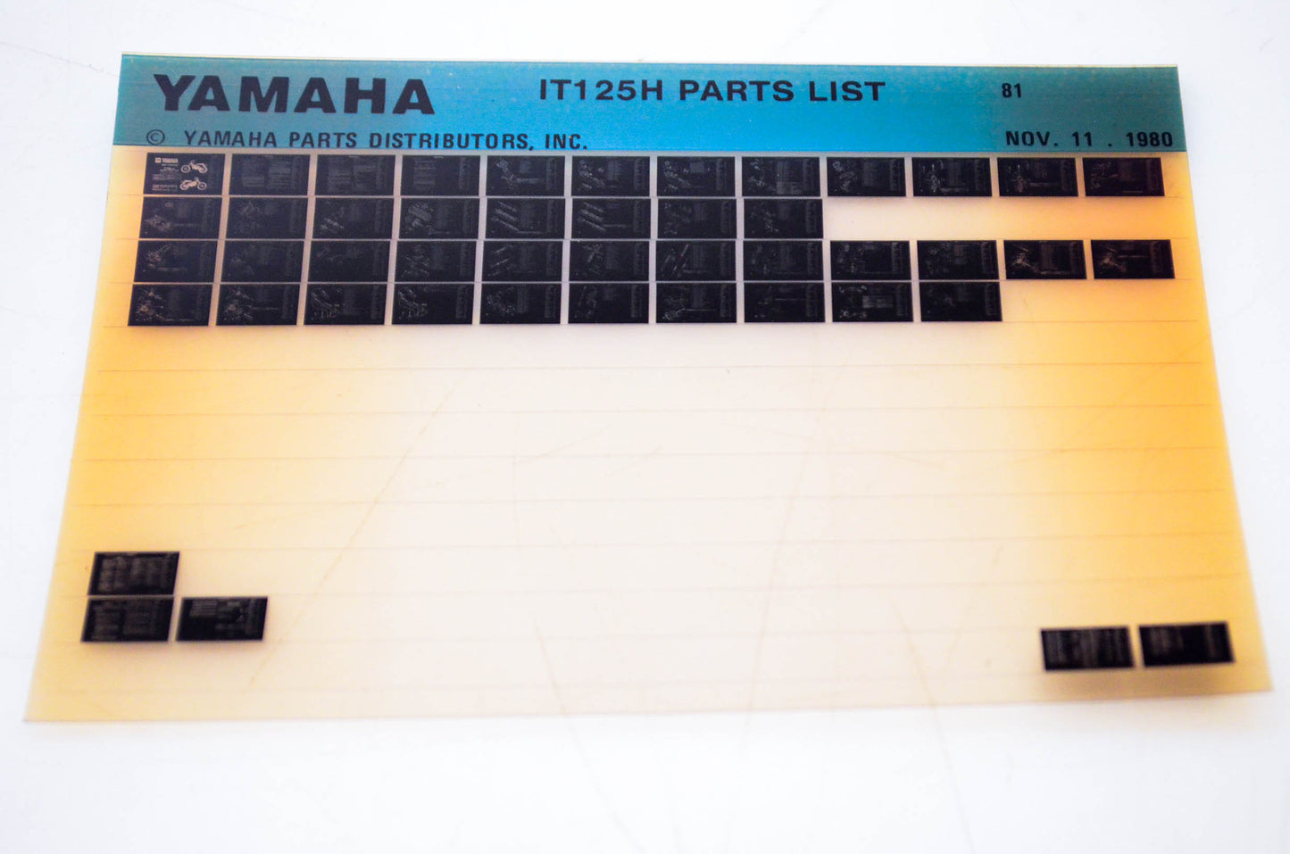 OEM Yamaha IT125H 1980/November 11 '81 Parts List Microfiche