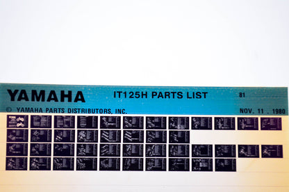 OEM Yamaha IT125H 1980/November 11 '81 Parts List Microfiche