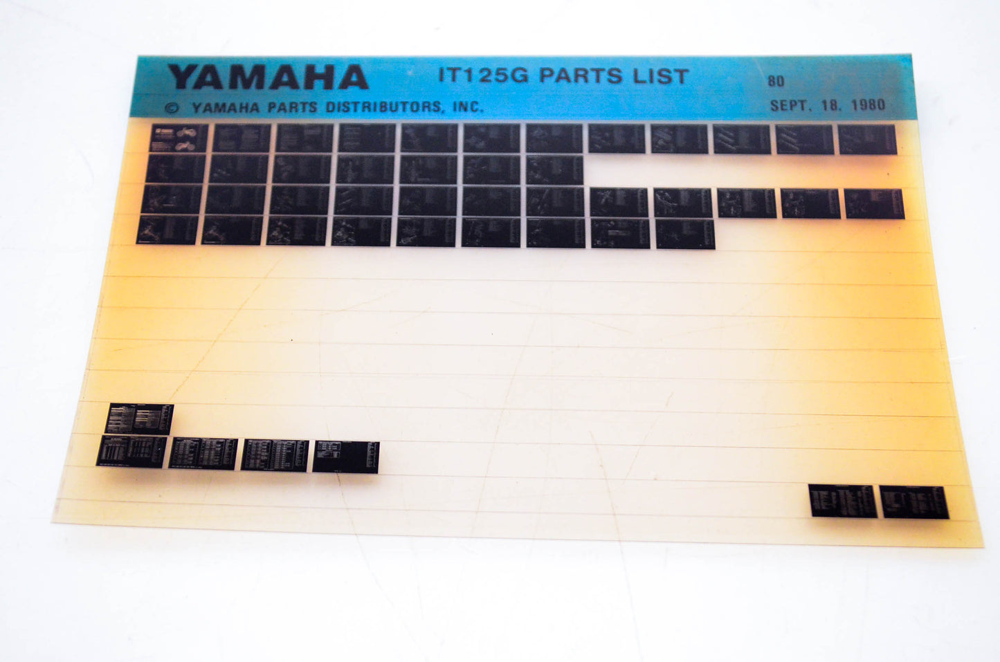 OEM Yamaha IT125G 1980/September 18 '80 Parts List Microfiche