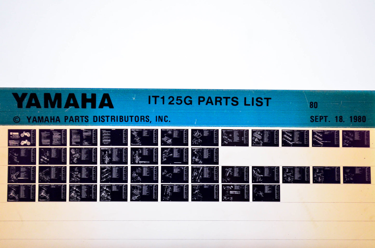 OEM Yamaha IT125G 1980/September 18 '80 Parts List Microfiche