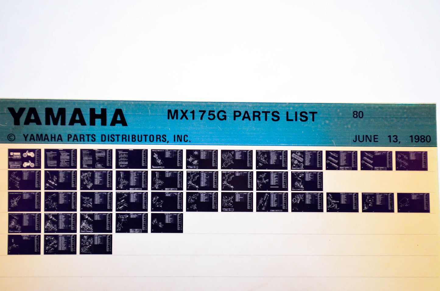 OEM Yamaha MX175G 1980/June 13 '80 Parts List Microfiche