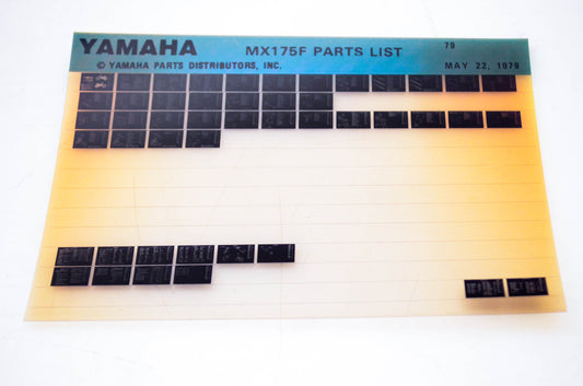 OEM Yamaha MX175F 1979/May 22 '79 Parts List Microfiche