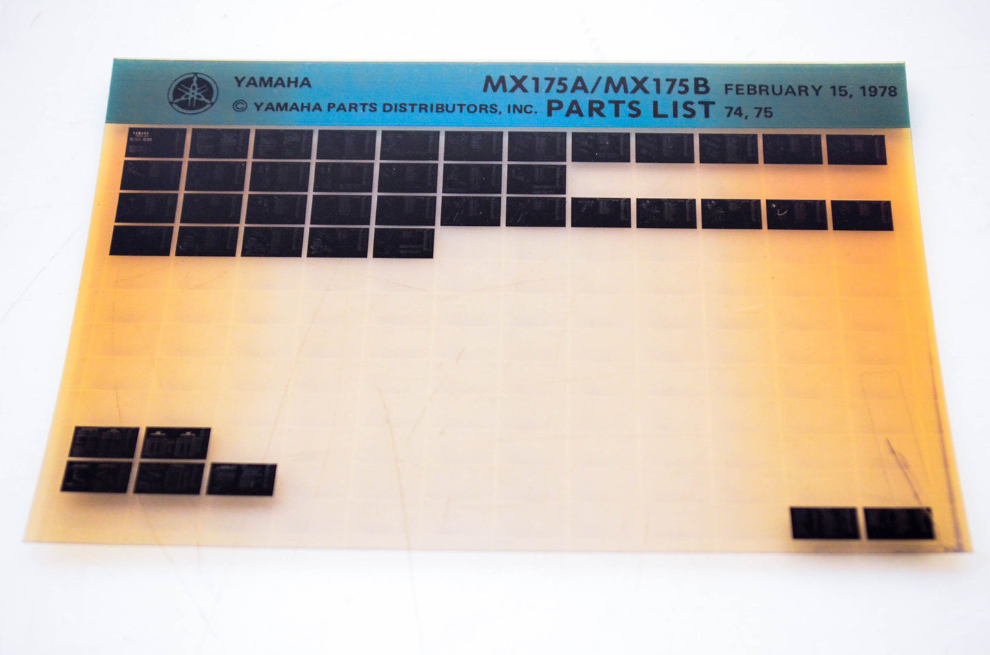 OEM Yamaha MX175A/MX175B 1978/February 15 '74 - '75 Parts List Microfiche