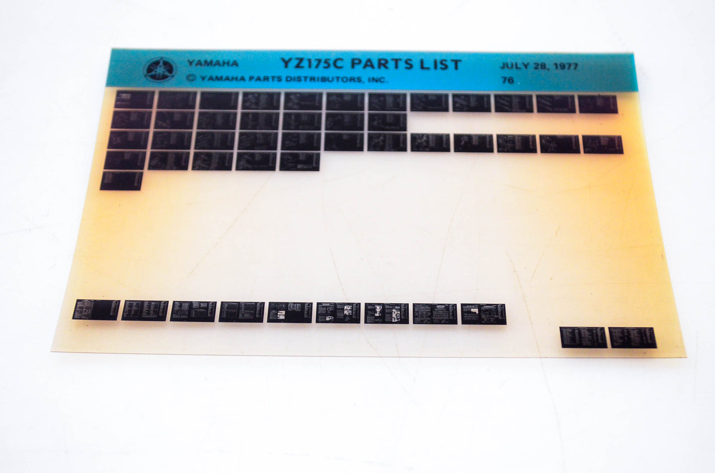 OEM Yamaha YZ175C 1977/July 28 '76 Parts List Microfiche