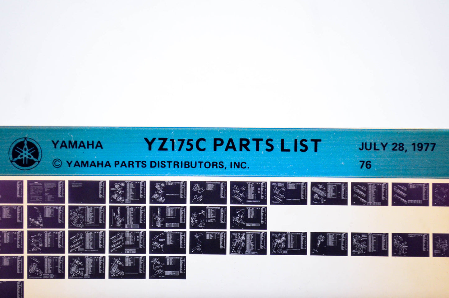OEM Yamaha YZ175C 1977/July 28 '76 Parts List Microfiche