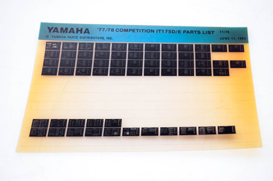 OEM Yamaha IT175D/E 1983/June 17 '77 - '78 Competition Parts List Microfiche