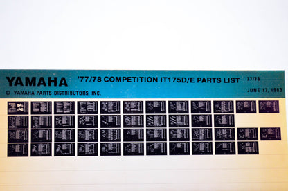 OEM Yamaha IT175D/E 1983/June 17 '77 - '78 Competition Parts List Microfiche