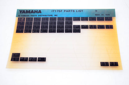 OEM Yamaha IT175F 1979/March 27 '79 Parts List Microfiche