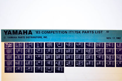 OEM Yamaha IT175K 1982/November 17 '83 Competition Parts List Microfiche