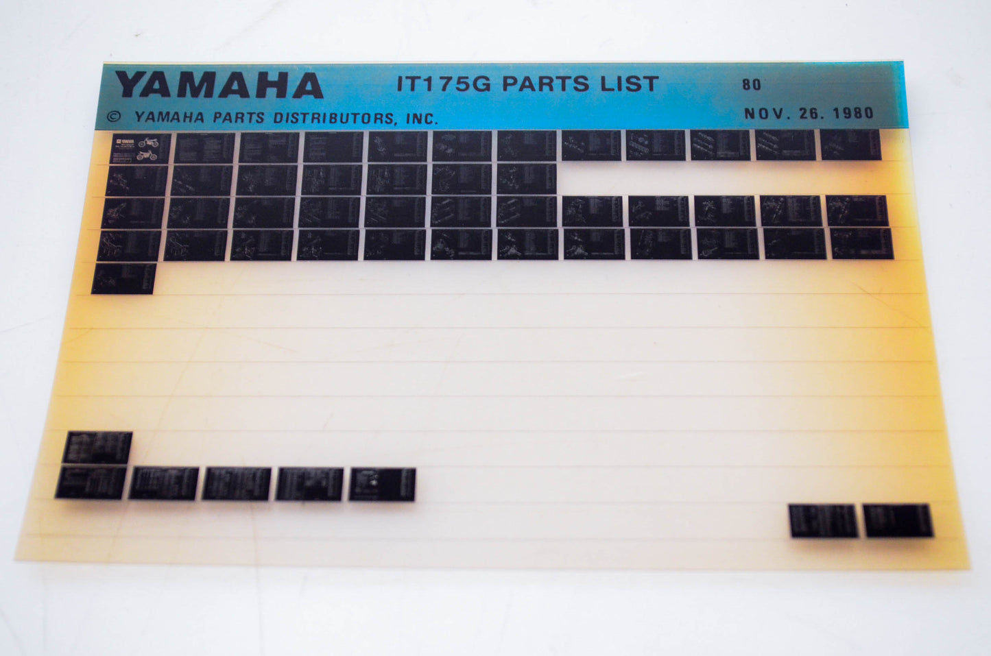 OEM Yamaha IT175G 1980/November 26 '80 Parts List Microfiche