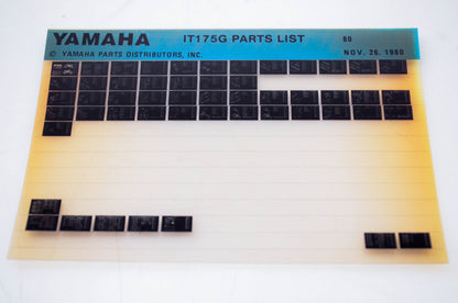 OEM Yamaha IT175G 1980/November 26 '80 Parts List Microfiche