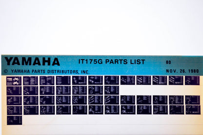 OEM Yamaha IT175G 1980/November 26 '80 Parts List Microfiche
