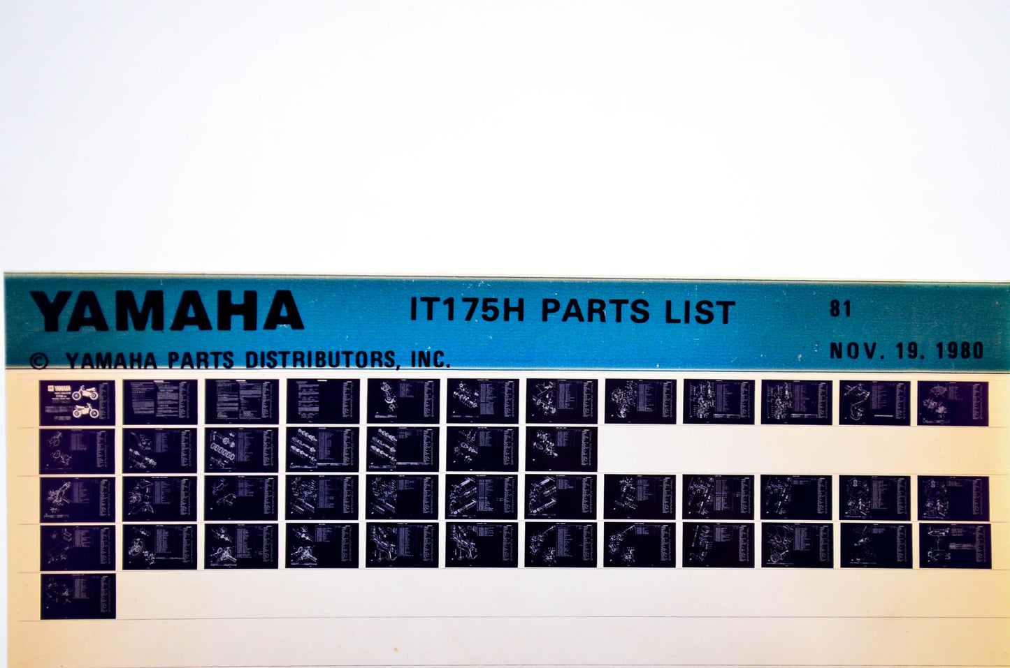 OEM Yamaha IT175H 1980/November 19 '81 Parts List Microfiche