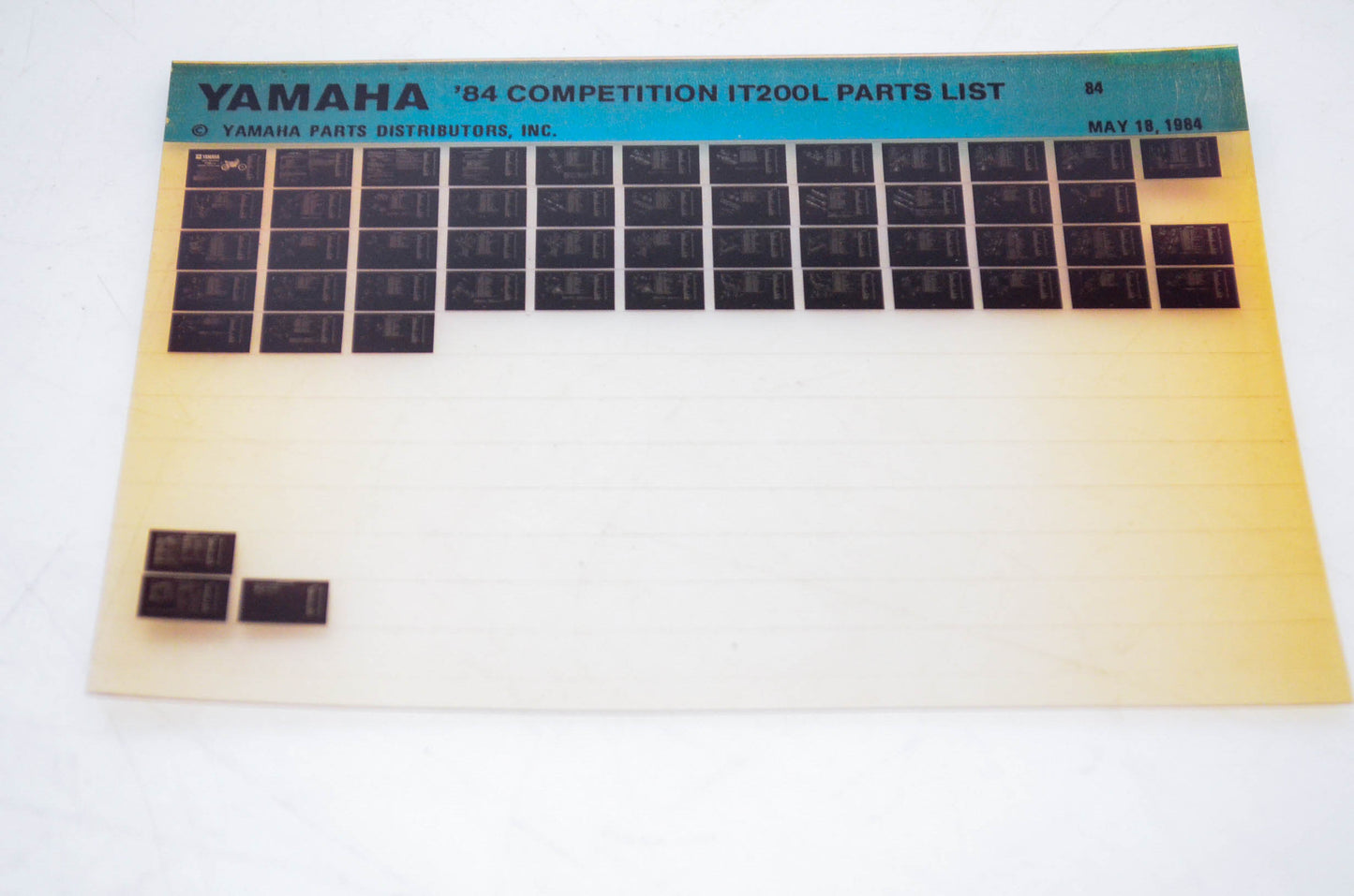 OEM Yamaha IT200L 1984/May 18 '84 Competition Parts List Microfiche