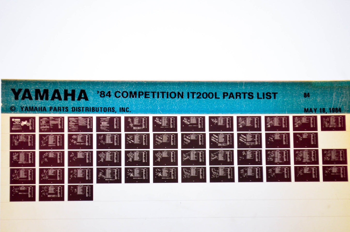 OEM Yamaha IT200L 1984/May 18 '84 Competition Parts List Microfiche