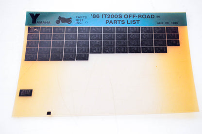 OEM Yamaha IT200S 1986/January 29 '86 Off Road Parts List Microfiche