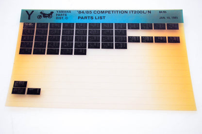 OEM Yamaha IT200L/N 1985/January 16 '84 - '85 Competition Parts List Microfiche