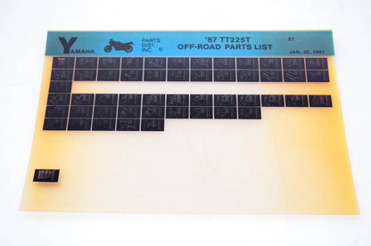 OEM Yamaha TT225T 1987/January 30 '87 Off Road Parts List Microfiche