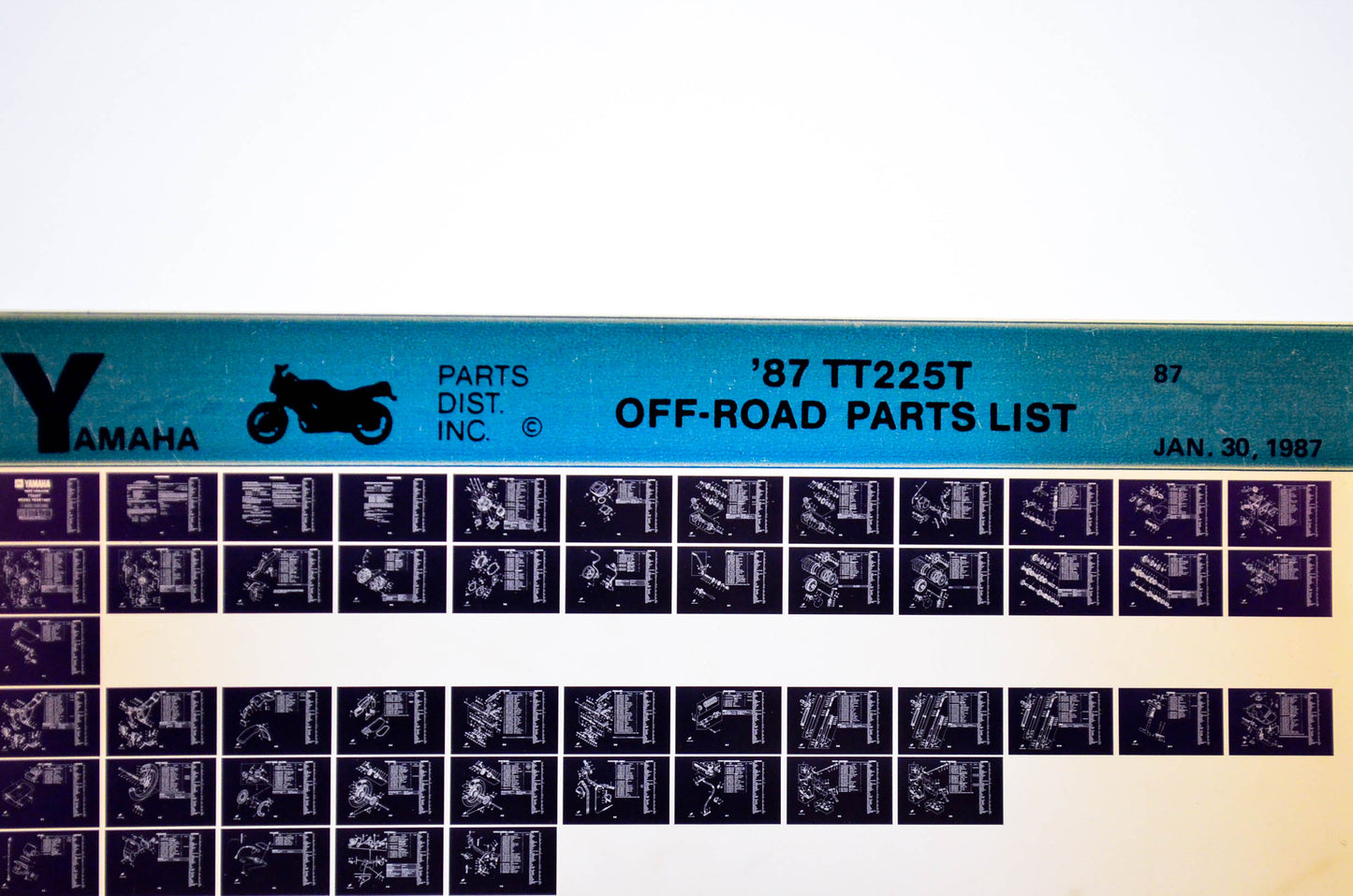 OEM Yamaha TT225T 1987/January 30 '87 Off Road Parts List Microfiche