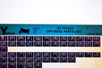 OEM Yamaha TT225T 1987/January 30 '87 Off Road Parts List Microfiche