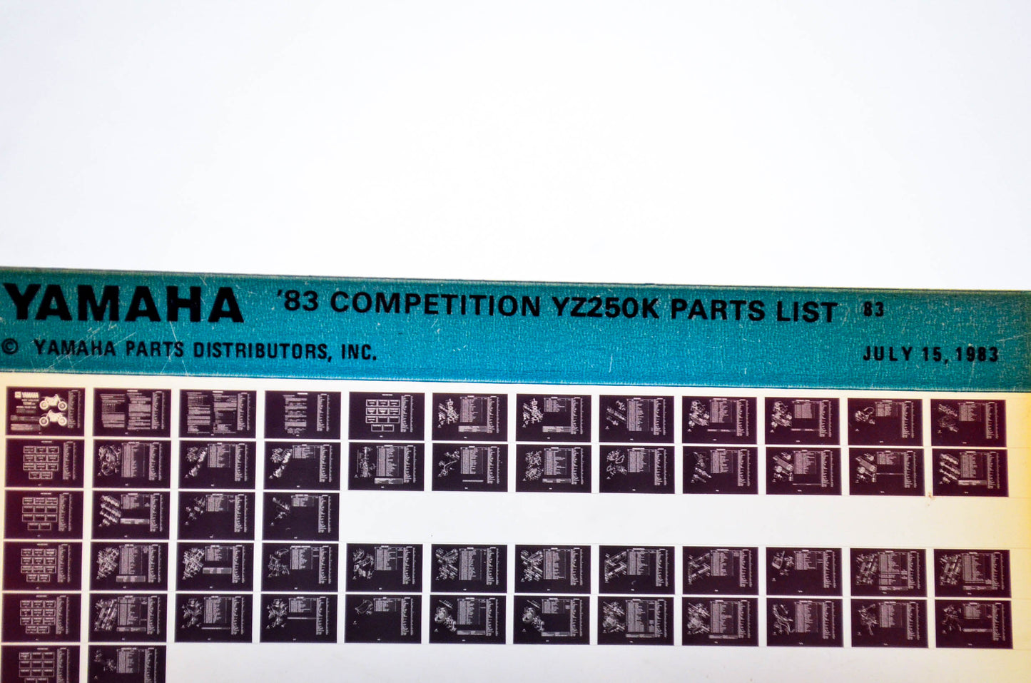 OEM Yamaha YZ250K 1983/July 15 '83 Competition Parts List Microfiche