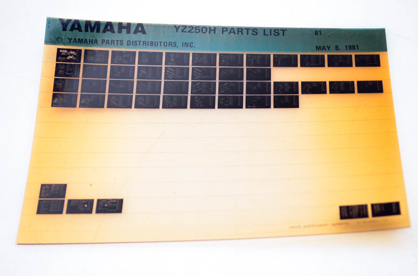 OEM Yamaha YZ250H 1981/May 6 '81 Parts List Microfiche
