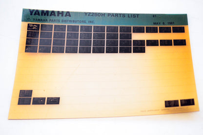 OEM Yamaha YZ250H 1981/May 6 '81 Parts List Microfiche