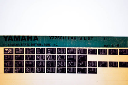 OEM Yamaha YZ250H 1981/May 6 '81 Parts List Microfiche
