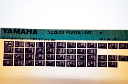 OEM Yamaha YZ250G 1981/May 20 '80 Parts List Microfiche