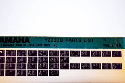 OEM Yamaha YZ250D 1979/February 2 '77 Parts List Microfiche