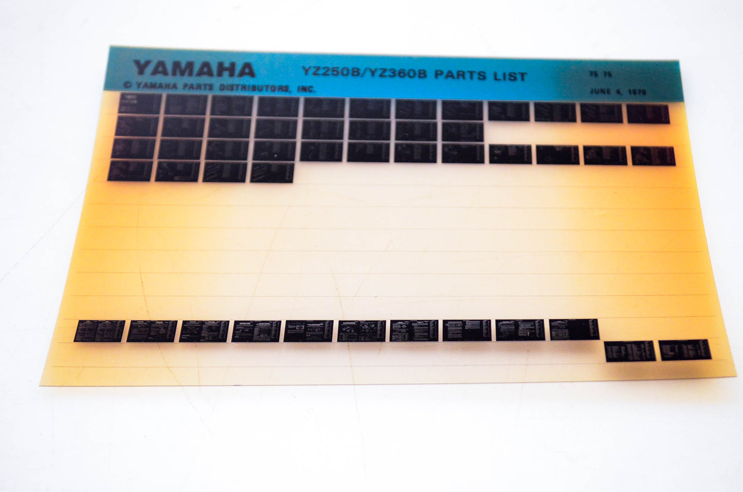 OEM Yamaha YZ250B/YZ360B 1979/June 4 '75 Parts List Microfiche