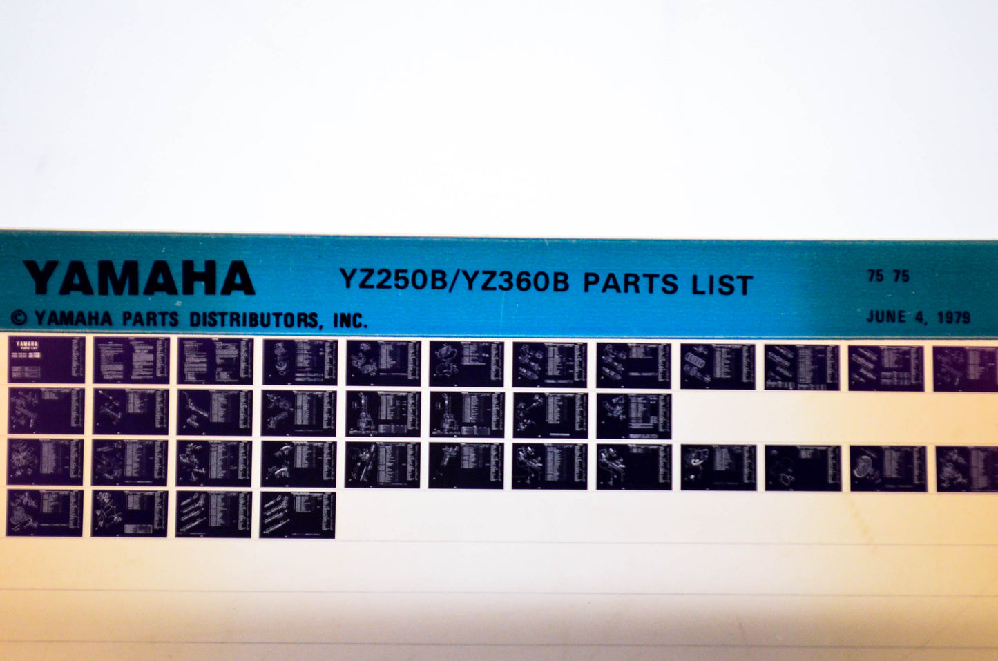 OEM Yamaha YZ250B/YZ360B 1979/June 4 '75 Parts List Microfiche