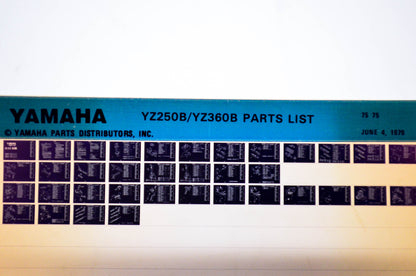 OEM Yamaha YZ250B/YZ360B 1979/June 4 '75 Parts List Microfiche