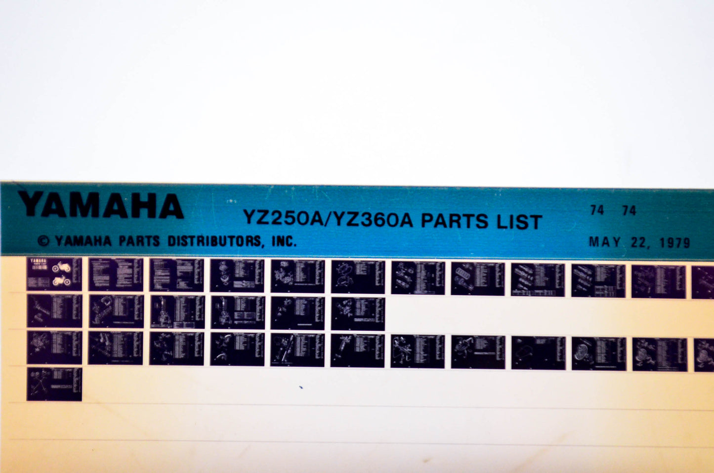 OEM Yamaha YZ250A/YZ360A 1979/May 22 '74 Parts List Microfiche