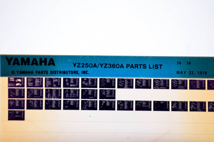 OEM Yamaha YZ250A/YZ360A 1979/May 22 '74 Parts List Microfiche
