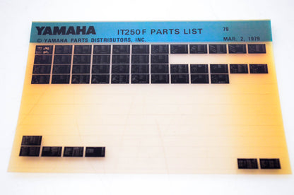OEM Yamaha IT250 F 1979/March 2 '79 Parts List Microfiche