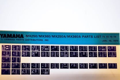 OEM Yamaha MX250/MX360/MX250A/MX360A 1979/Jan 19 '73-'74 Parts List Microfiche