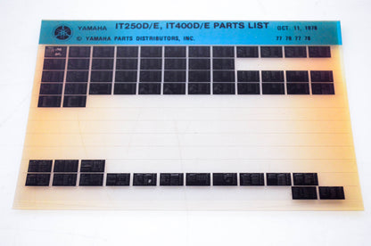 OEM Yamaha IT250D/E, IT400D/E 1978/October 11 '77 - '78 Parts List Microfiche